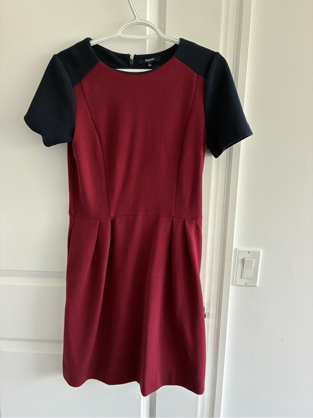 Madewell Burgundy Dress with Navy Sleeves